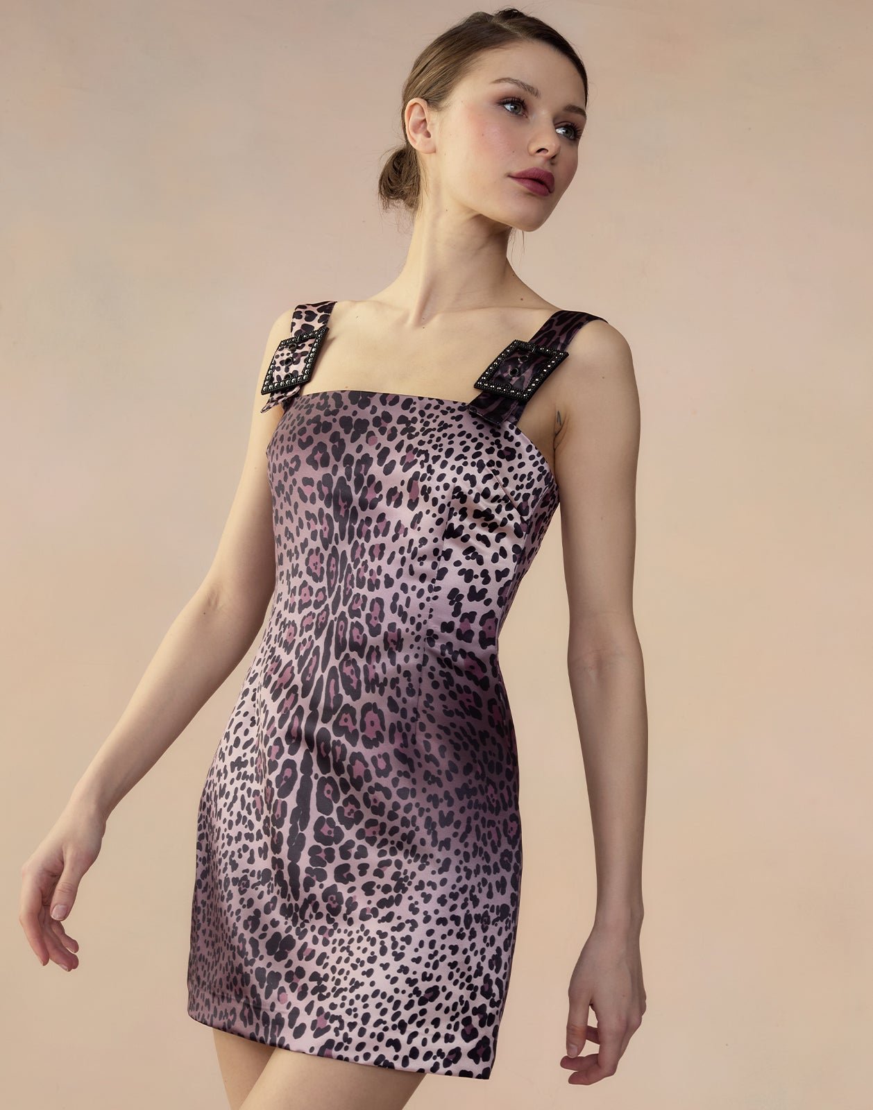 Leopardess Satin Dress YC5